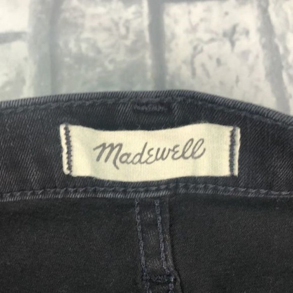 Madewell 10" High Rise Jeans Faded Black Exposed Button Fly Raw Hem Denim 26 - Picture 11 of 13
